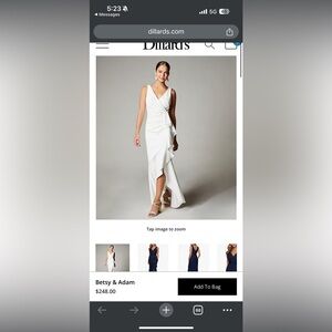 NWT - Betsy & Adam Sleeveless V-Neck Spiral Ruffle Cascade Gown Size 4